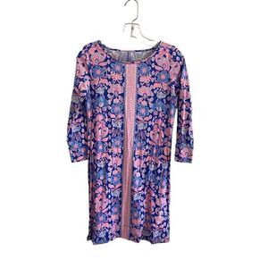 Lilly Pulitzer Marlowe Dress Iris Blue Werk It Blue Pink Floral Pima Cotton XS